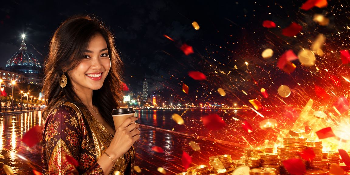 Pemain muda menikmati taruhan online sambil minum kopi di kafe modern