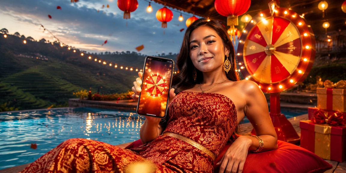 Suasana undian berhadiah di pasar malam penuh cahaya dan antusiasme